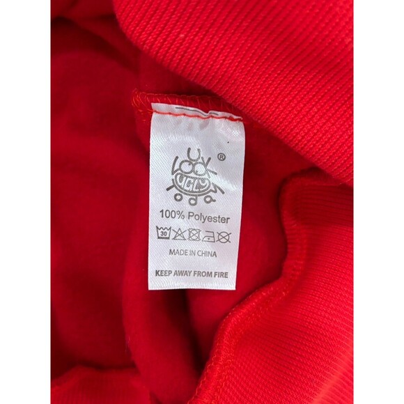 Christmas Ugly Sweater unisex XL Extra Large Santa Coat belt Gold - Picture 7 of 8